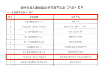 喜报｜royal皇家88荣获“福建省造作业单项冠军企业”